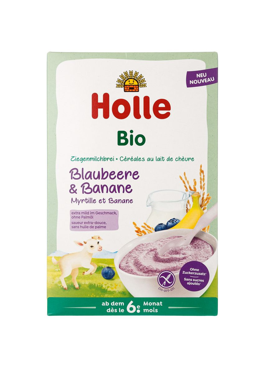 Каша з козячого молока з чорницею та бананом, органічна, від 6 місяців, 200 г Holle S7152 (328310032)