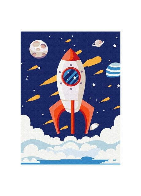 Картина по номерам Космическая ракета (KBS0112) Brushme (370254953)
