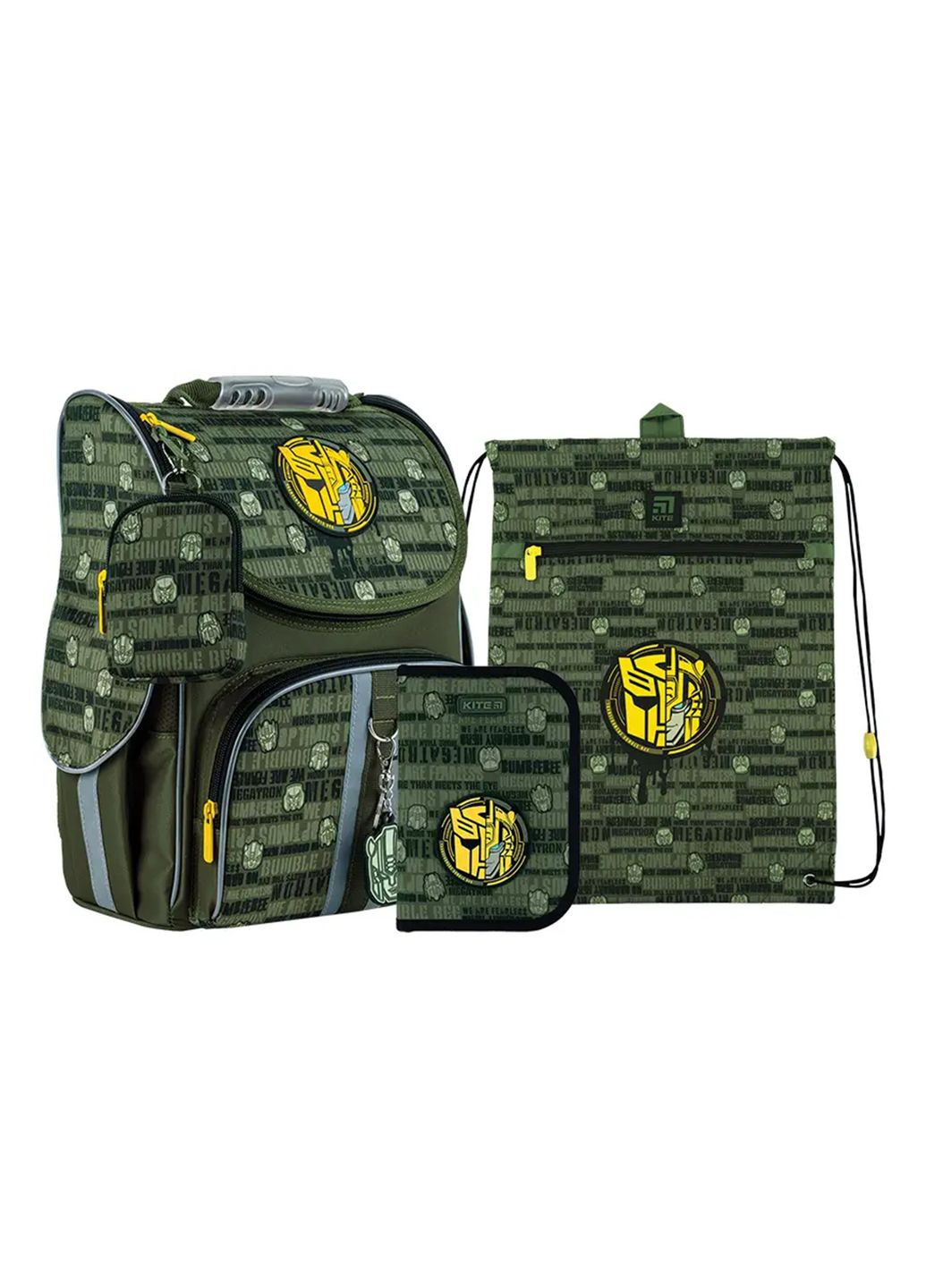 Набір шкільний рюкзак + пенал + сумка для взуття колір хакі ЦБ-00254159 Kite (296189083)