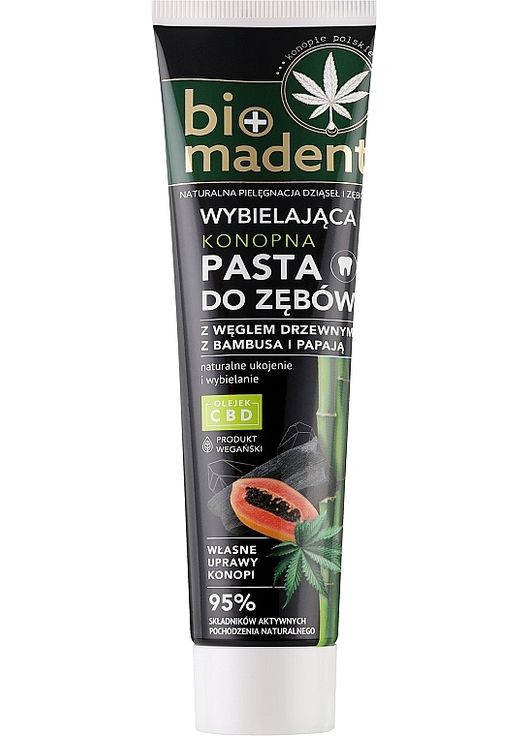 Отбеливающая зубная паста с углем и папаей 100ml (1108456-31105169) Bio Madent (368653579)