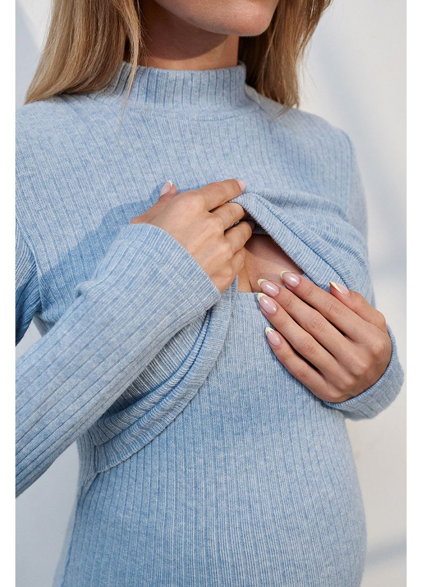 Голубой гольф для беременных и кормящих теплый из трикотажа ангора Юла мама (353677698)