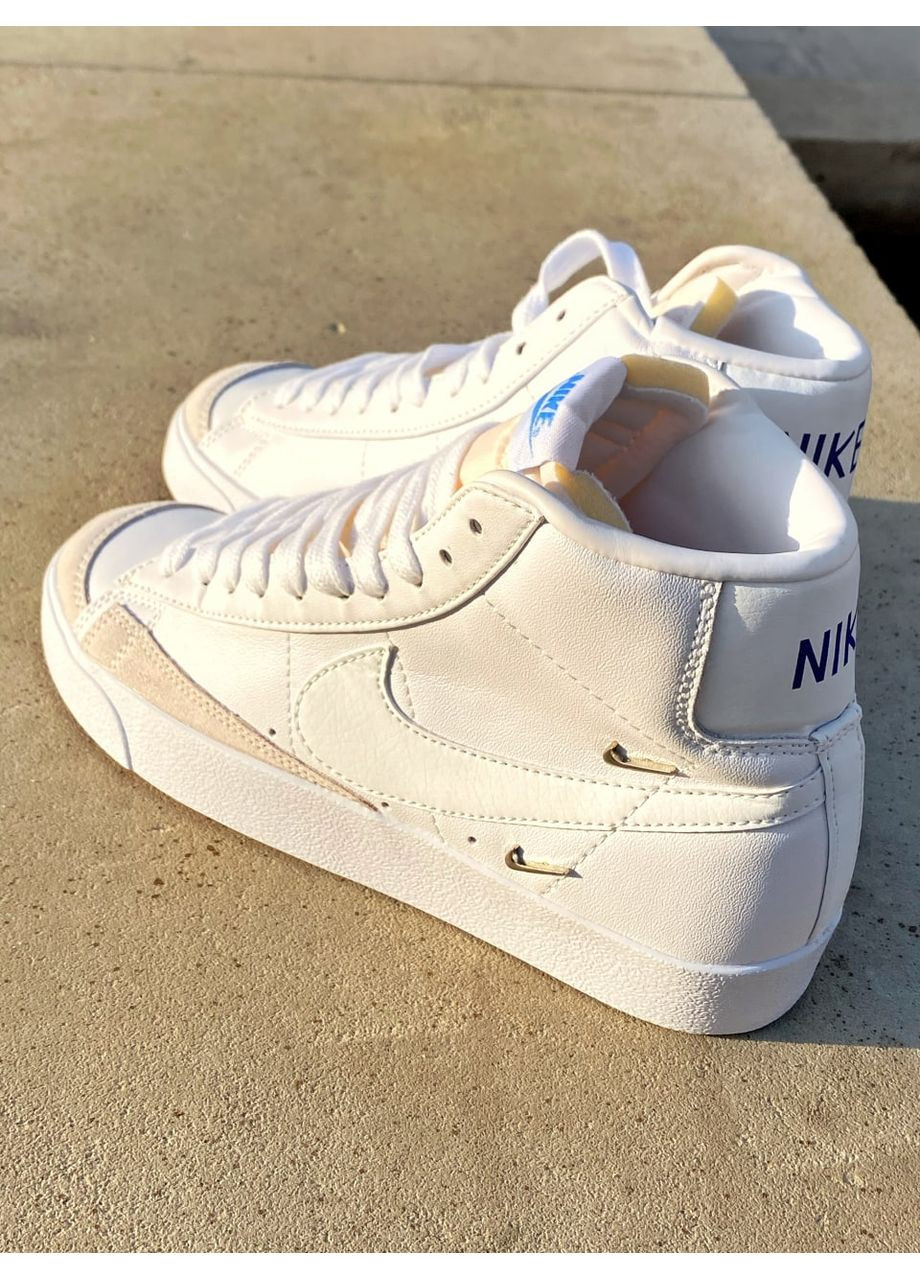 КРОСІВКИ ЖІНОЧІ NIKE BLAZER MID DOUBLE SWOOSH WHITE НАЙК БЛЕЙЗЕР No Brand білі демісезони (367169129)