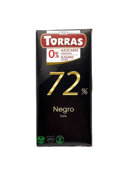 Шоколад черный 72% без сахара 75г Torras (370032668)