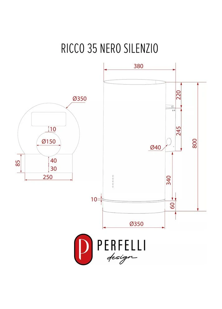 Вытяжка Design Ricco 35 Nero Silenzio PERFELLI (400978793)