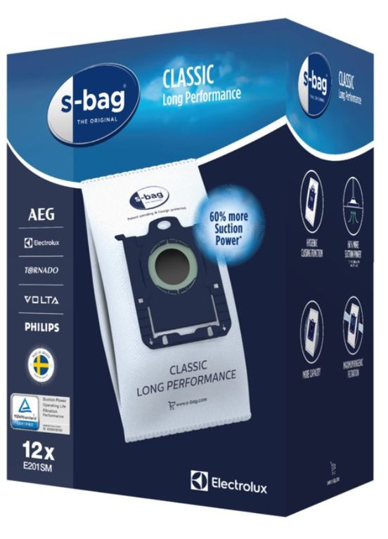 Мішки для пилососа E201SMCB S-bag Classic LongPerformance 12х3.5л (6988910) Electrolux (315817227)