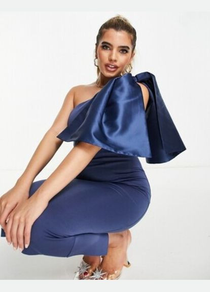 Синя святковий сукня на одне плече Asos однотонна