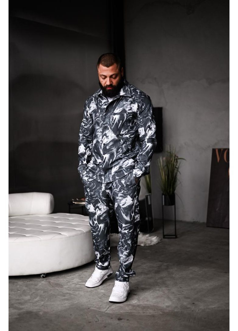 Комбінований демісезонний костюм сорочка штани драпп drape стильтний модний осінь весна 2025 структурний котон No Brand