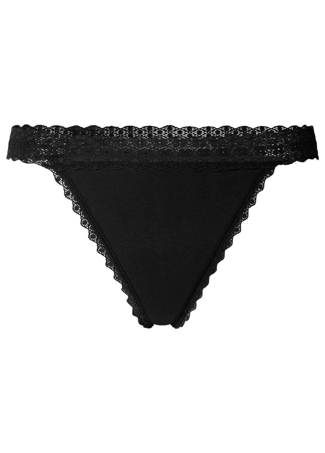 Трусики-стринги набір 5 шт. бавовняні мереживні для жінки LYCRA® 457286 чорний Esmara С эластичным поясом (346753213)