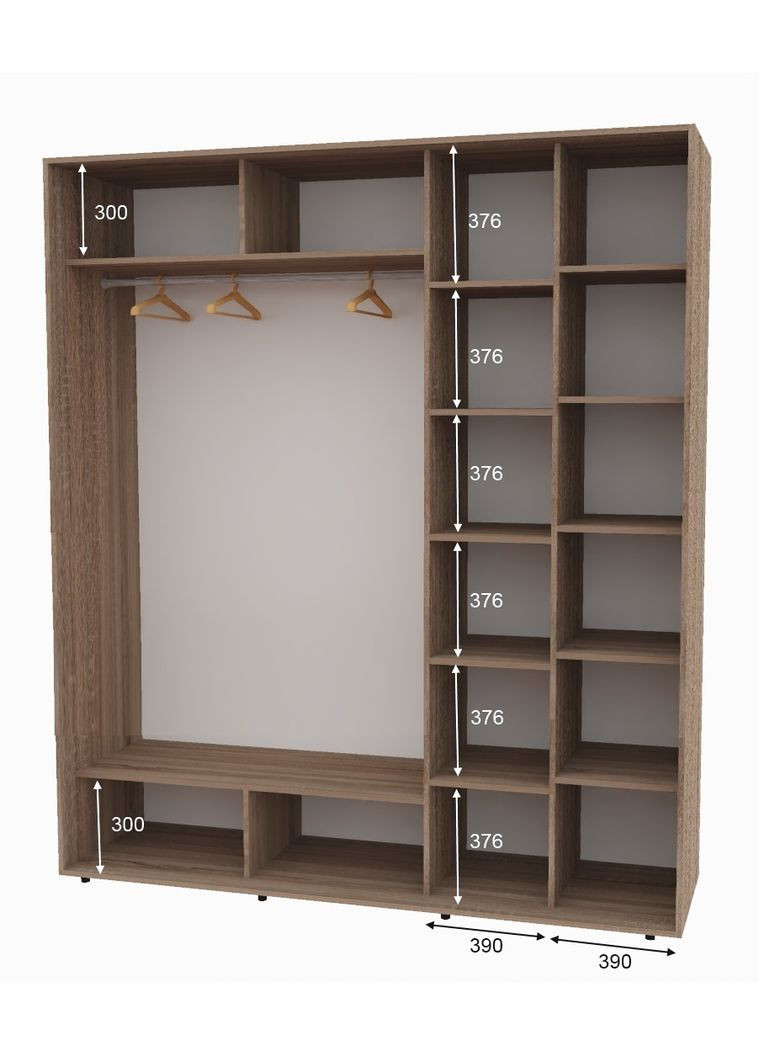 Шкаф-купе двухдверный 190*60*240 Дуб Сонома трюфель ДСП/Зеркало с пескоструйным рисунком Алекса (360479134)