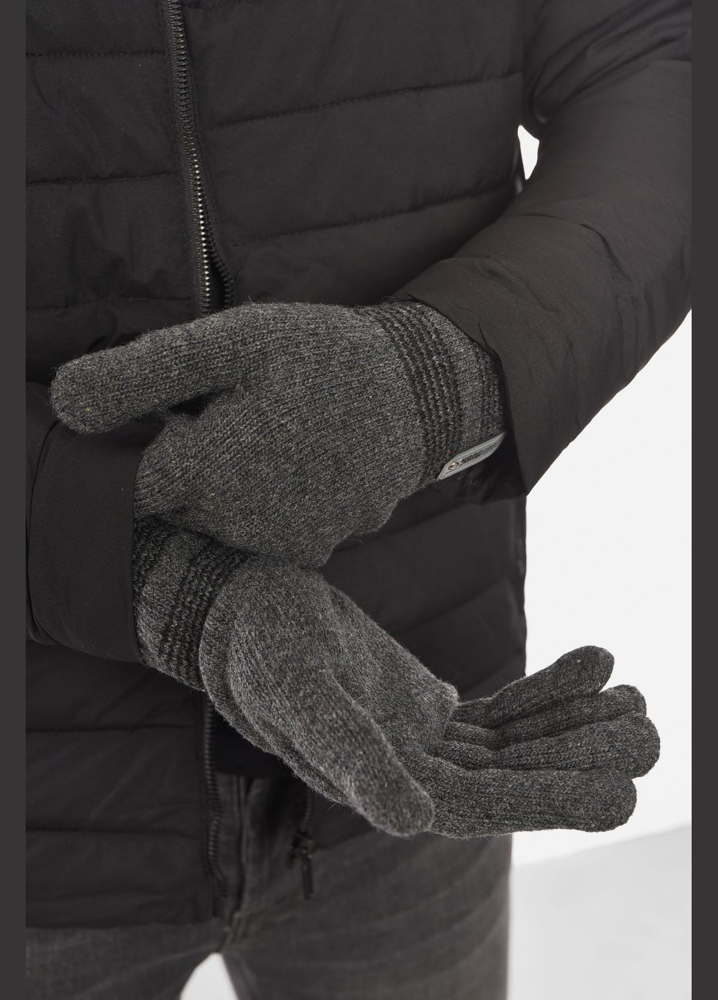 Перчатки мужские акриловые утепленные серого цвета Let's Shop (307791500)