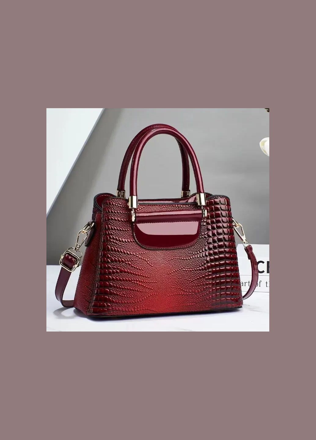 Классическая лаковая женская сумка-рептилия PTR No Brand (317763571)