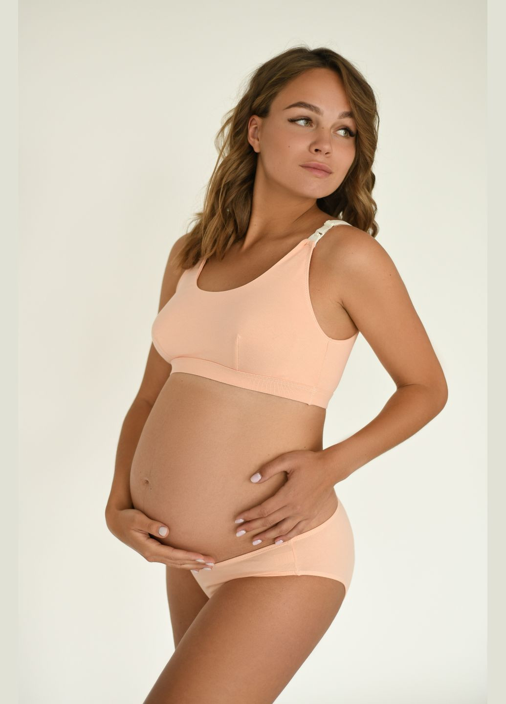 Персиковый топ для беременных и кормящих мамочек Мамин Дім хлопок