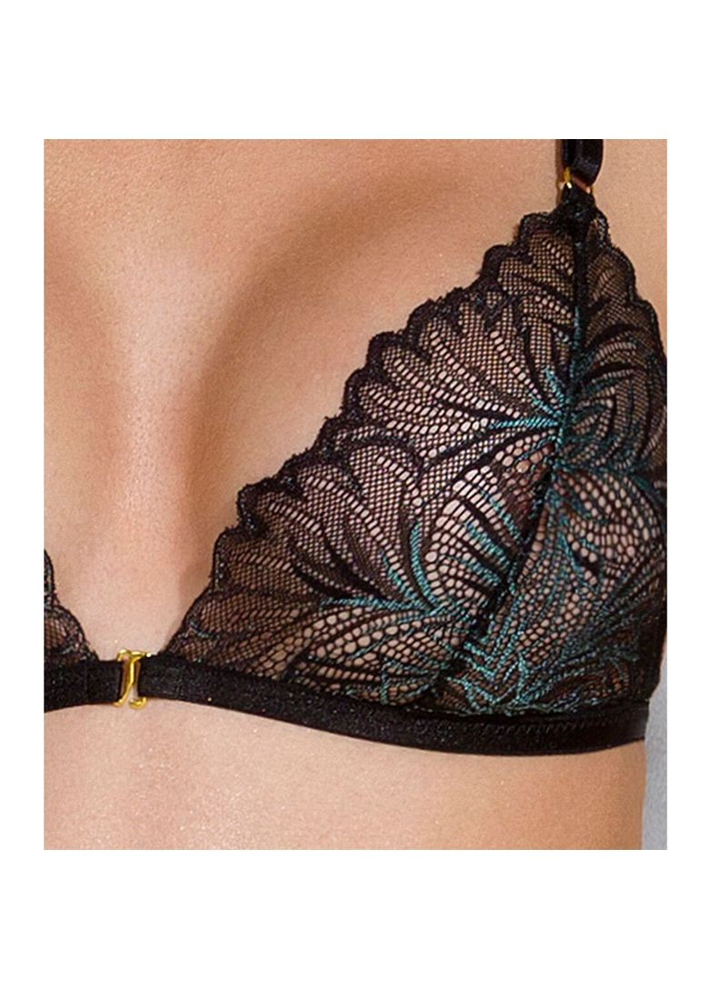 Комбінований демісезонний комплект з відкритим доступом deliena set s/m black, ліф, стрінги, пояс для панчіх Passion