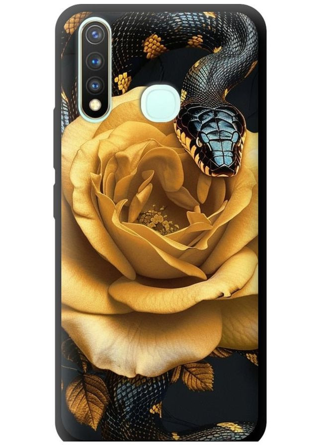 TPU чорний чохол 'Black snake and golden rose' для Endorphone Vivo Y19 (286767062)