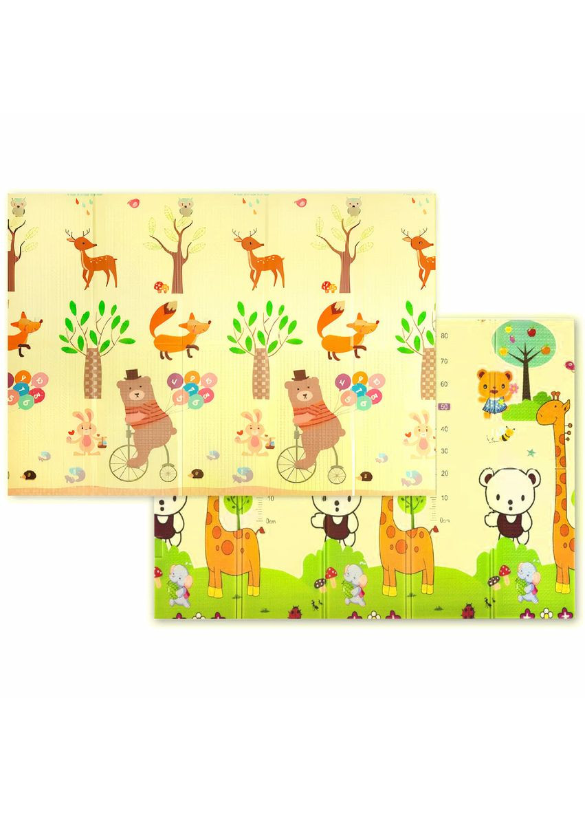 Детский складной развивающий термоковрик "Мишка на велосипеде | Ростомер" 200х180х1см (248) SW-00000166 Mat4baby (365957087)