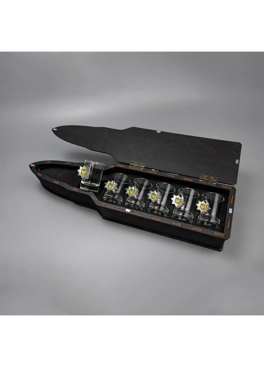 Стопки из прозрачного стекла "Национальная полиция" Деревянная упаковка в виде шара Handmade 225-001-054 (366889332)