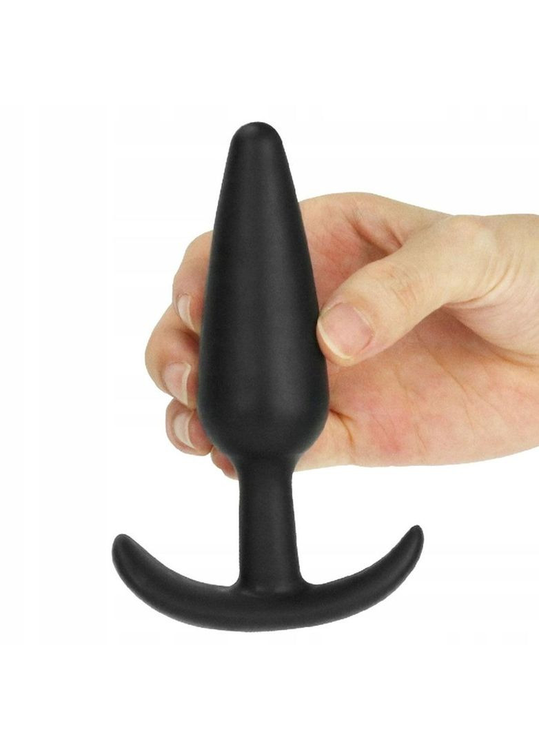 Анальна пробка силіконова чорна 12,5 х 3 см якір вузька ручка підходить для носіння Anal Plug Size L Lovetoy (369656270)
