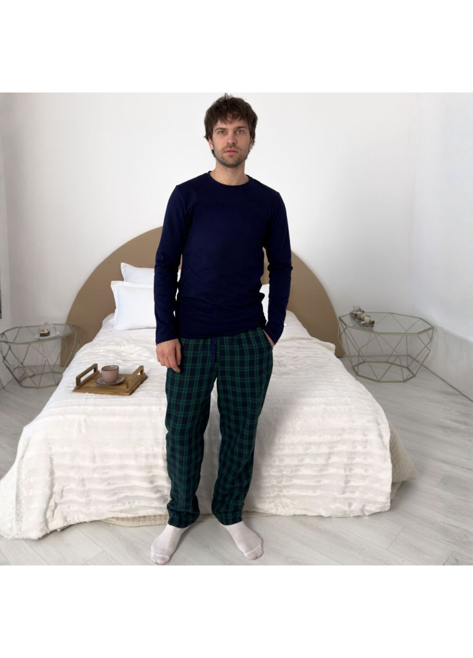 Бордовая пижама (кофта+штаны) мужская теплая фланель сине-зеленая бруклин f230pl20/1 Cosy