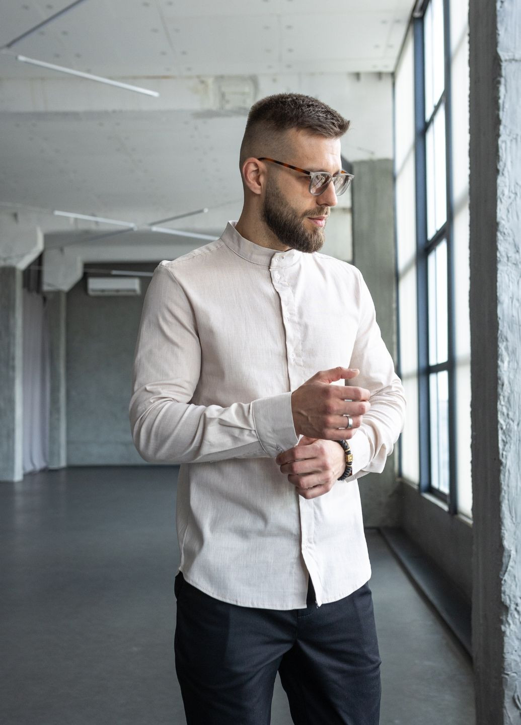 Сорочка з льону з довгим рукавом на ґудзику MonsterBrand (346049093)