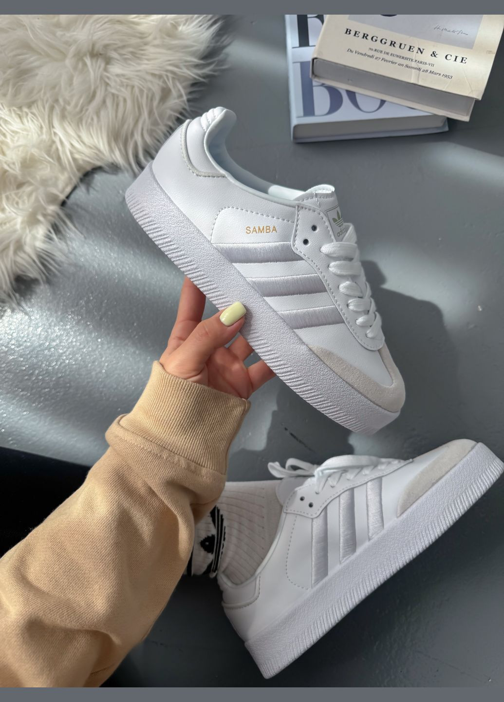Кроссовки женские и мужские Adidas Samba XLG White | Адидас Самба XLG белые No Brand белые демисезоны (347640471)