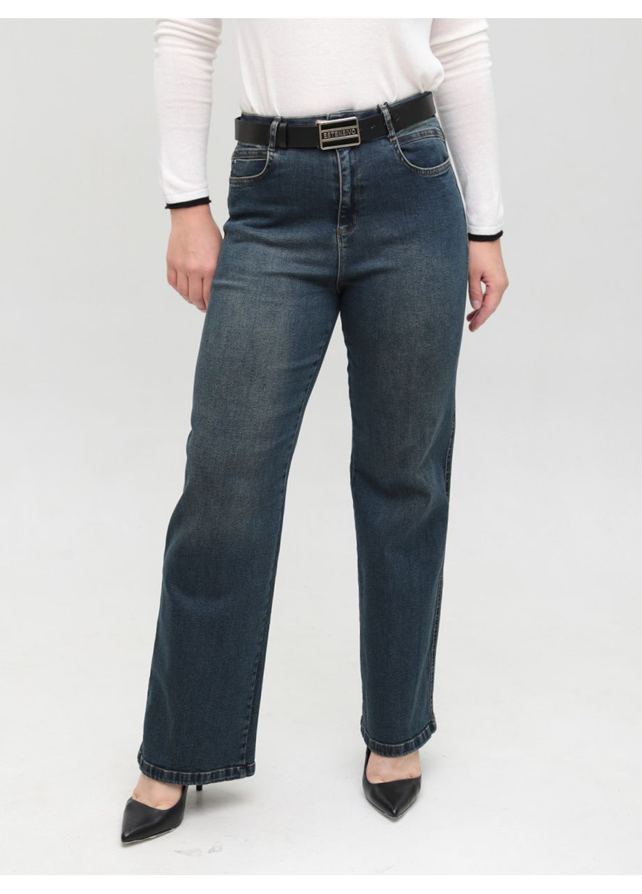 Джинси жіночі темно-сині палаццо великі розміри Палаццо Estensivo - (358501747)