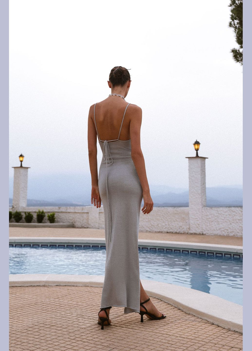 Сіра сукня блискуча 7002 Papaya