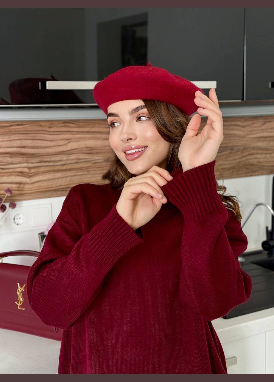 Бордовый демисезонный свитер женский No Brand