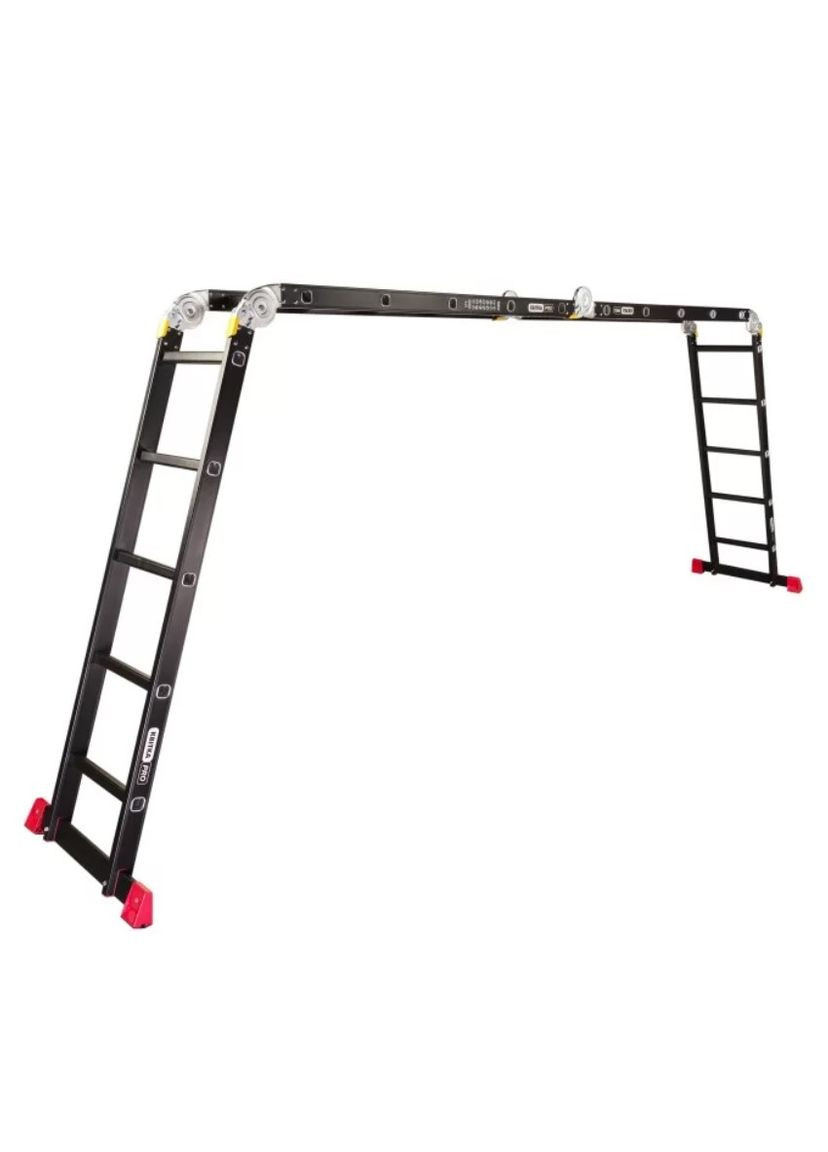 Алюмінієва драбина-трансформер PRO HD BLACK (4x5 сходинок) алюмінієва чорна 4-секційна (24689) КВІТКА (315765420)