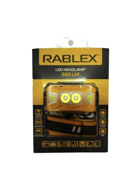 Фонарь аккумуляторный налобный RB 961 LED фонарик 11 режимов работы сенсорный Rablex (313110765)