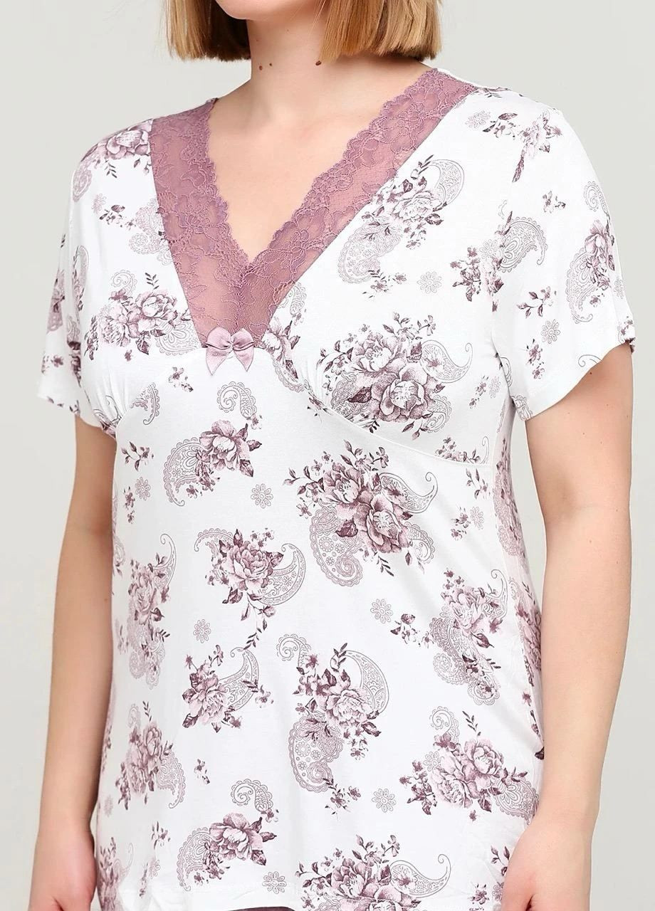 Біла всесезон піжама (футболка, бриджі) Cotpark