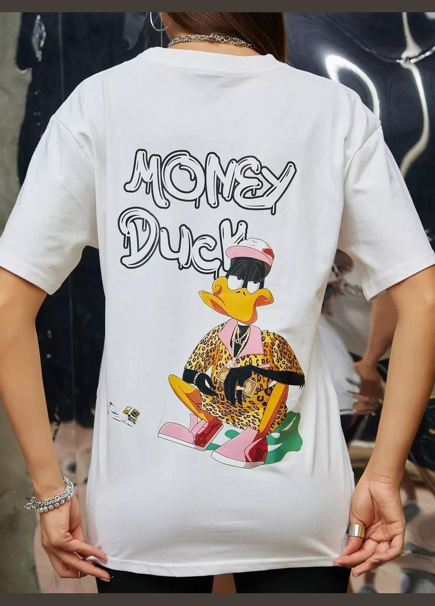 Футболка жіноча зручна з принтом малюнок Даффі Дак колір чорний No Brand Футболка Даффі Дак Daffi Dack - (330776683)