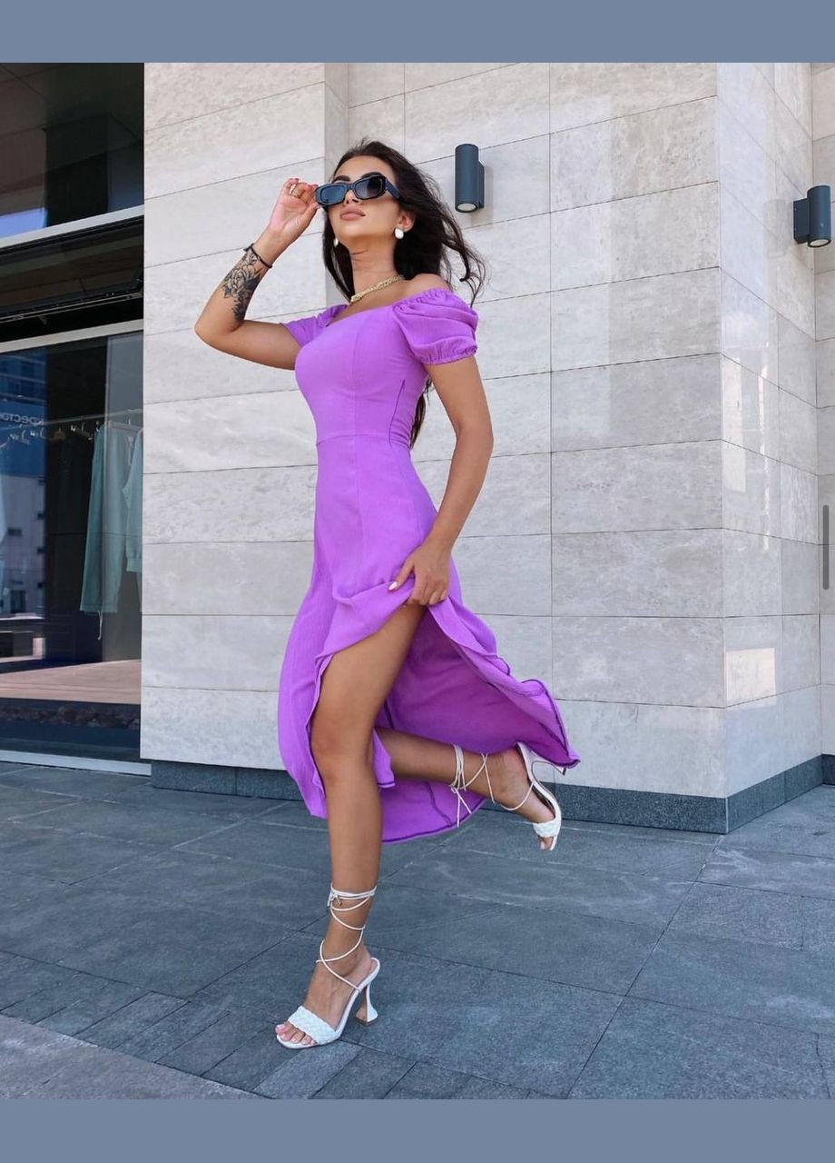 Сиреневое кэжуал женское платье FINO Mode однотонное