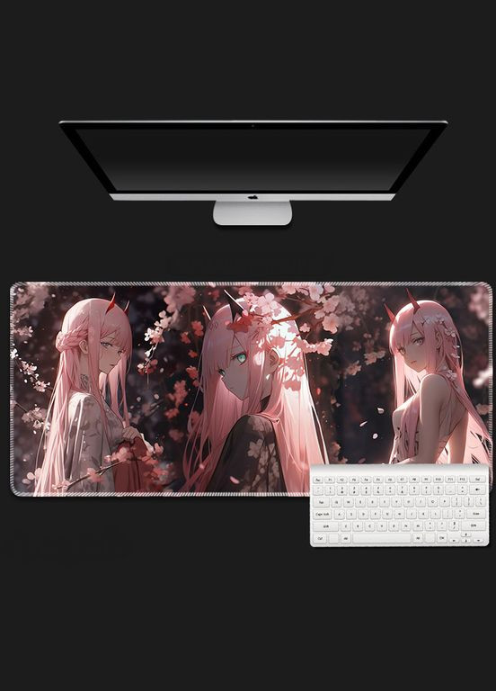 Ігрова поверхня для мишки з Аніме принтом "Милий у франксі" Zero two 800*300*3 мм 0409 No Brand (302372494)