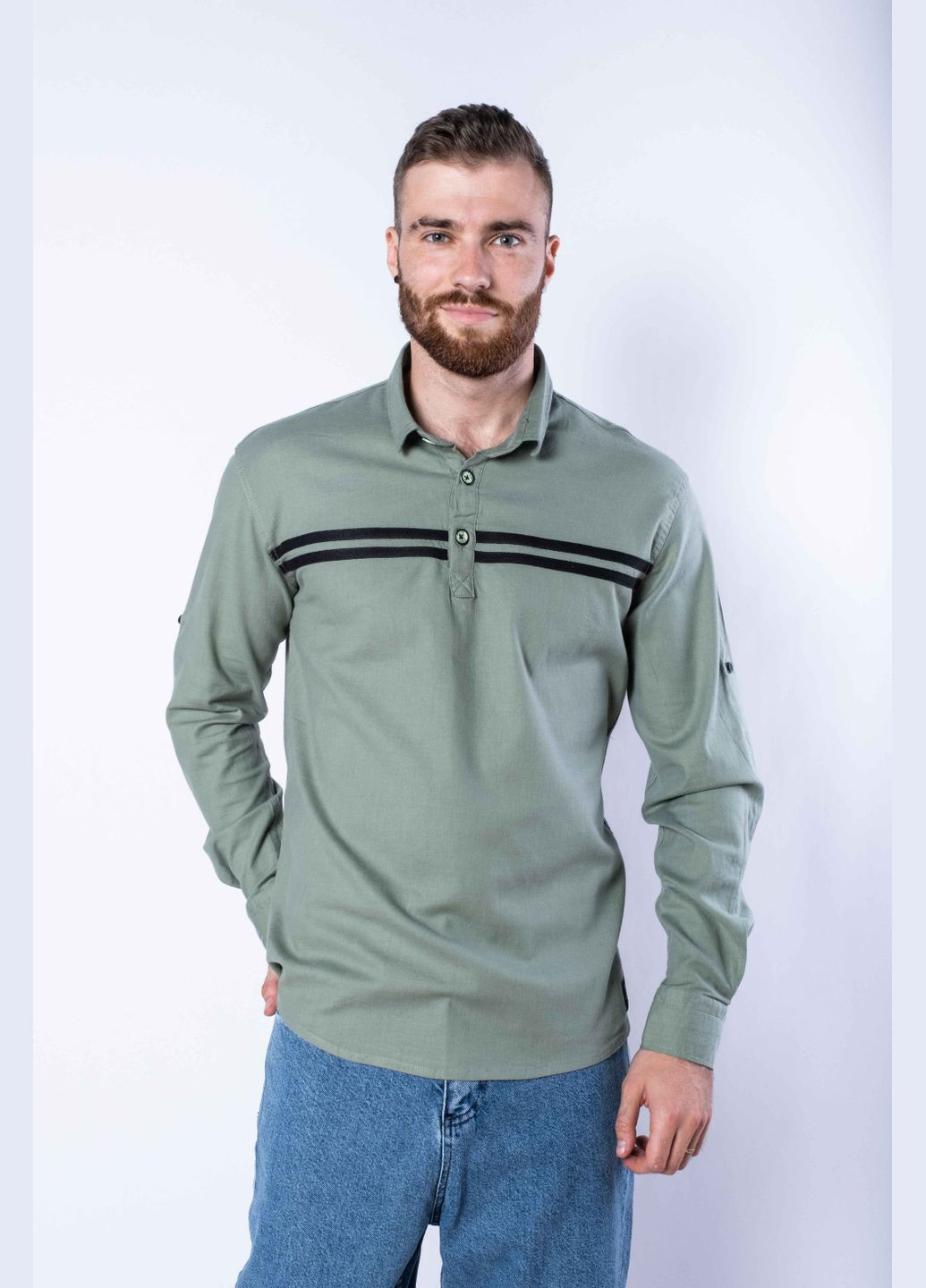 Сорочка з довгими рукавами в смужку (Оливковий) Time of Style (322069051)