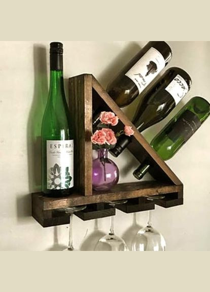 Настінна винна полиця з дерева Наока капучино (ПНК-022709) No Brand (327424419)