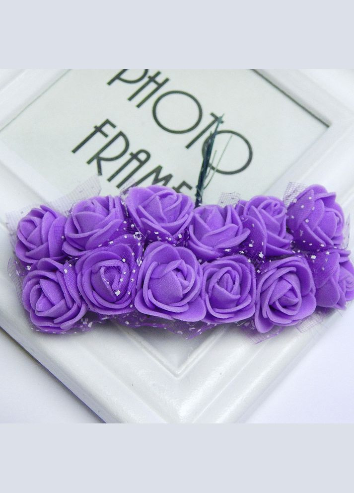 Букетик штучних Троянд з фоамірану, у фатині, 2 см, бузковий, 12 шт No Brand (340483118)