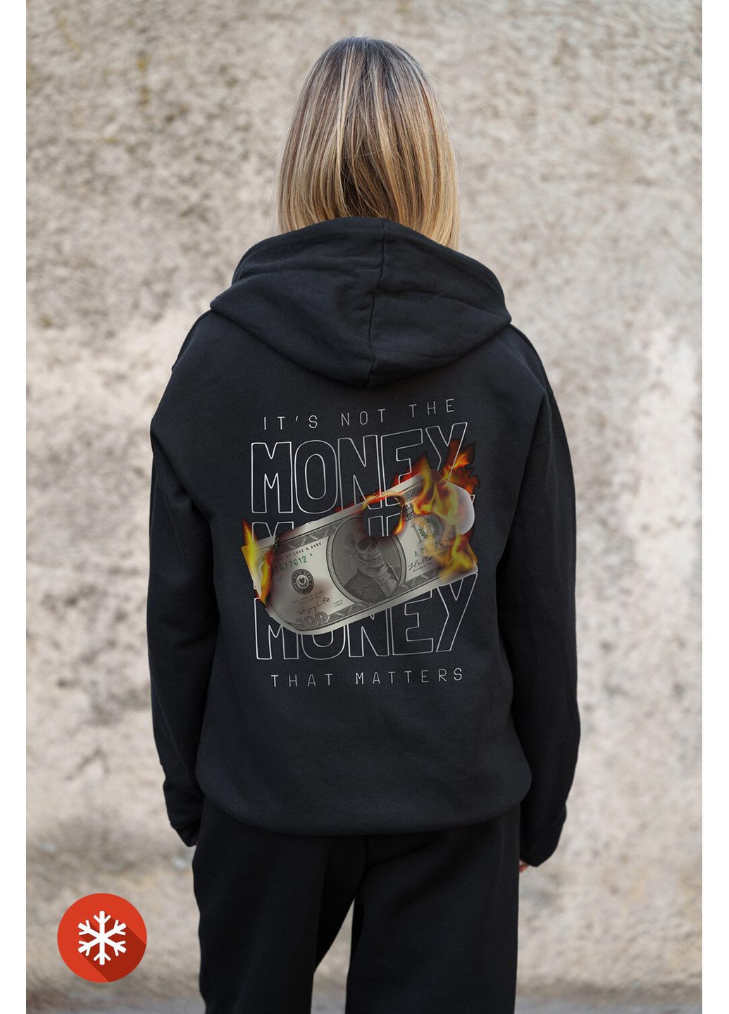 Женское Утепленное Зип Худи На Флисе Зипер С Принтом Fire Kane Black Without (372519874)