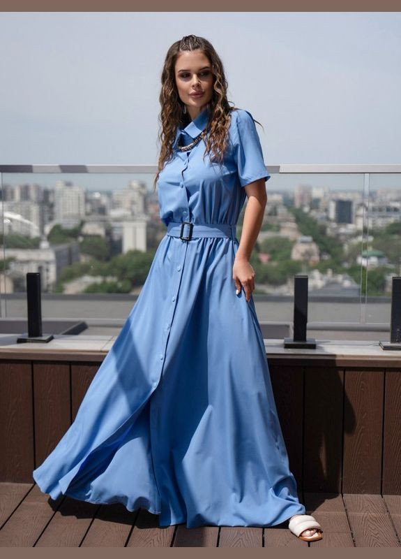 Голубое платье 14089 голубое ISSA PLUS однотонное