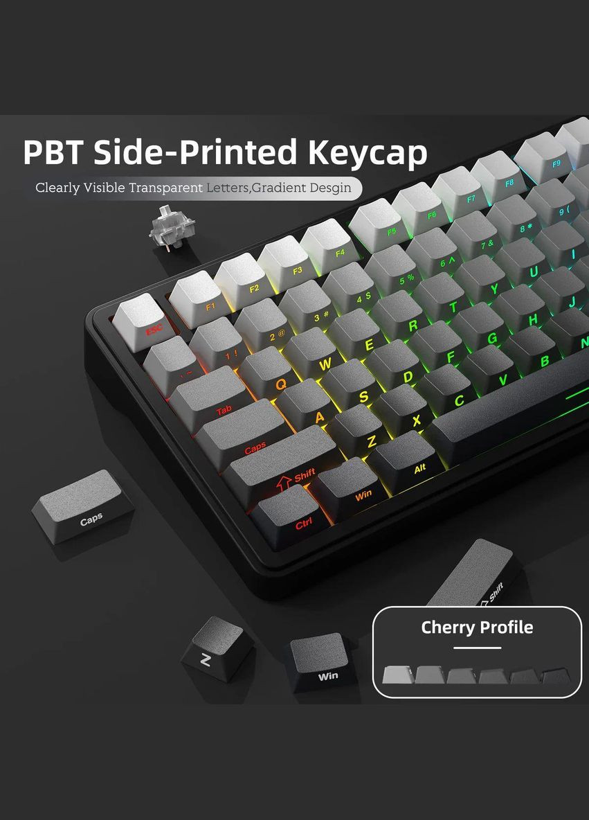 X85 Grey беспроводная клавиатура 75% RGB подсветка | боковая гравировка ATTACK SHARK (354224123)