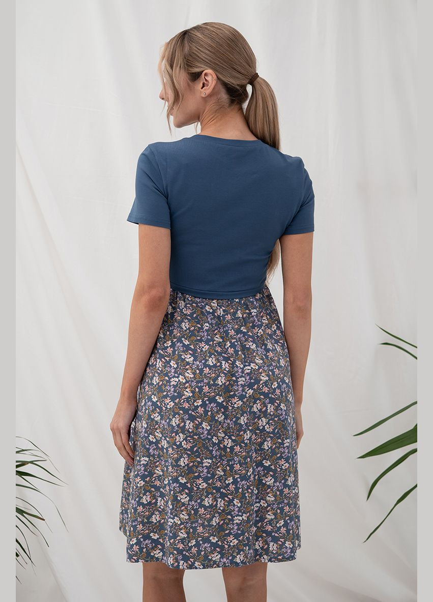 Синее синее платье для беременных и кормящих с секретом кормления Юла мама