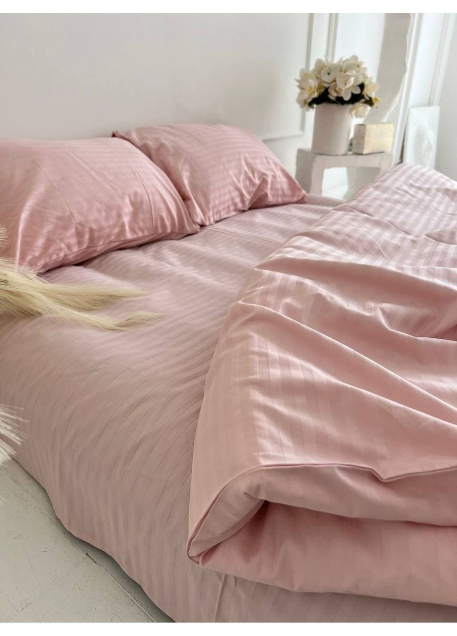 Комплект постельного белья двуспальный No Brand сірий страйп (370864755)