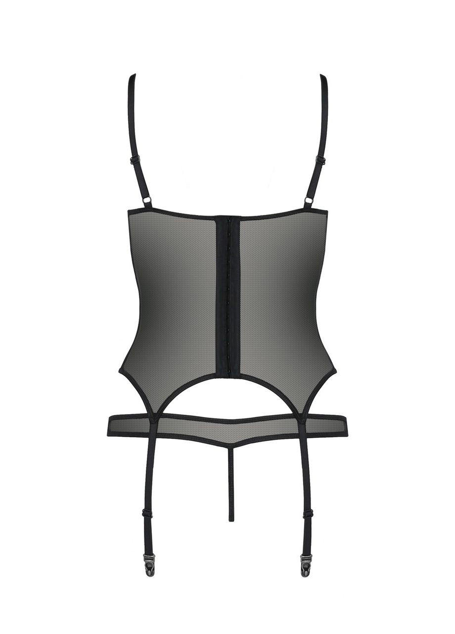 Корсет з відкритими грудьми та трусики HEIDI CORSET black S/M - Passion (303887780)