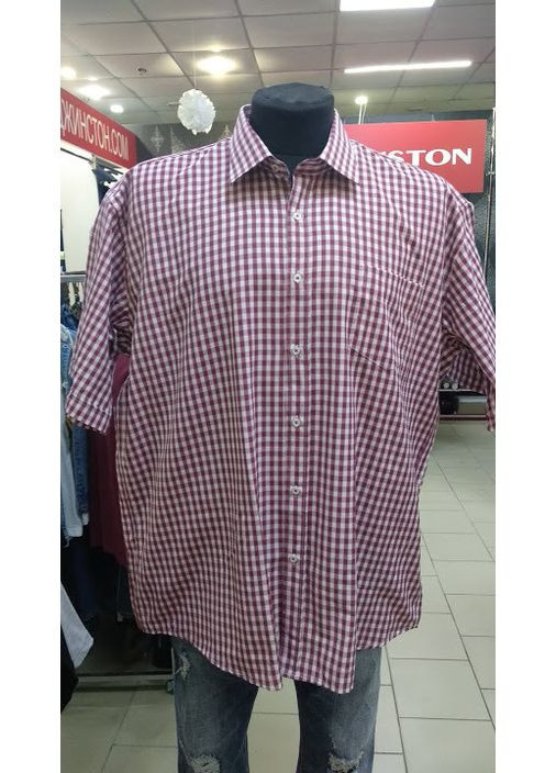 Сорочка чоловіча клітинка великого розміру кишеня 5XL бордо Zermon (351481015)