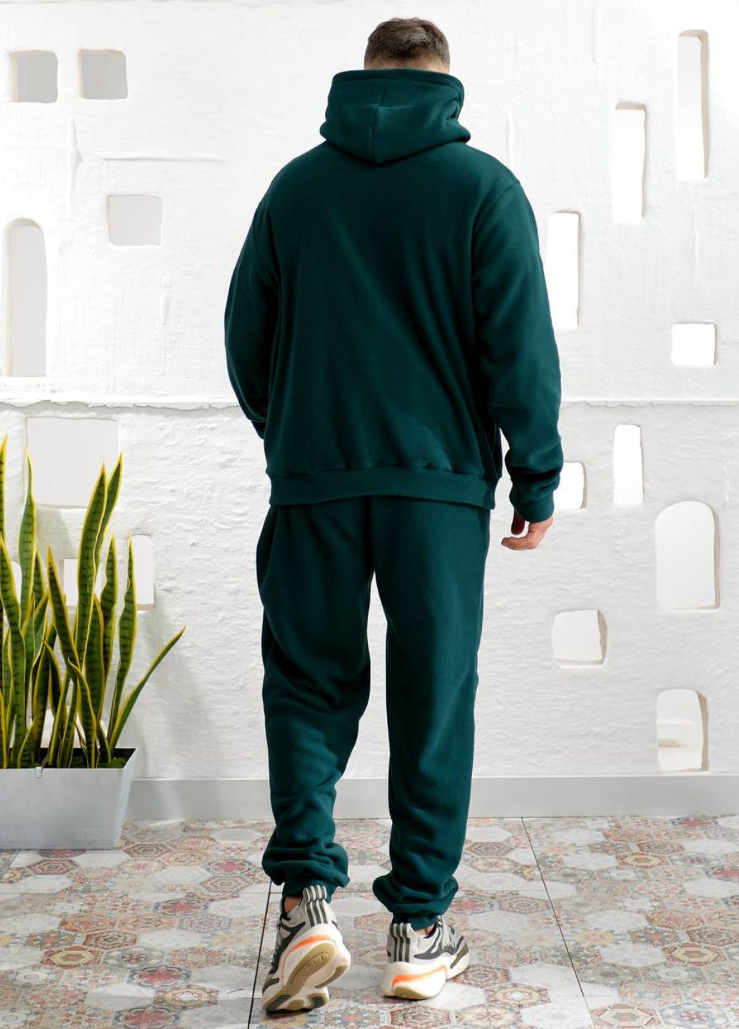 Базовий повсякденний демісезонний флісовий костюм двійка з начосом: худі з кишенею кенгуру + штани Tik-Tak (363987922)