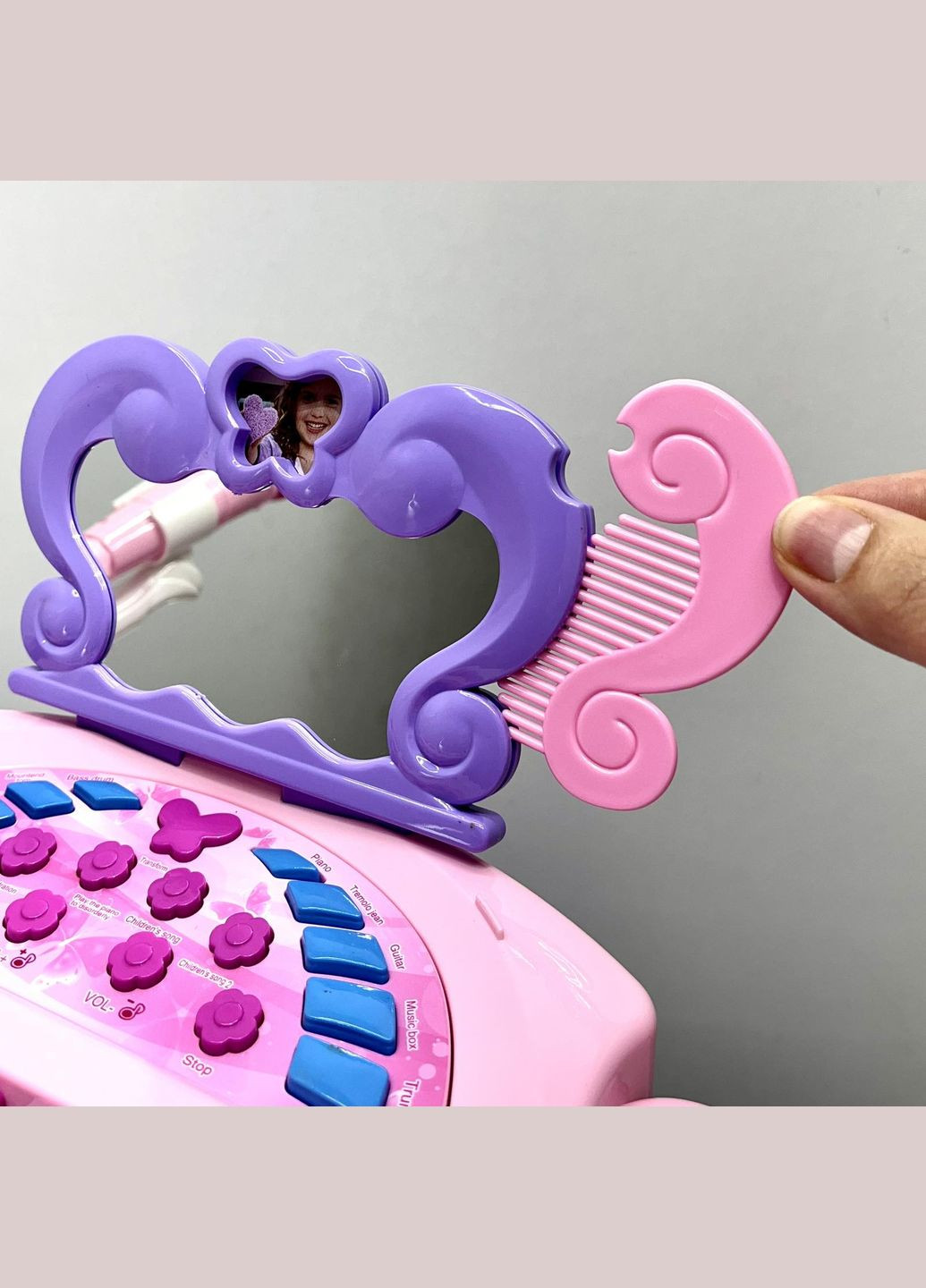 Піаніно синтезатор музичний зі стільчиком 25 клавіш з MP3 мікрофоном та регулятором гучності Рожевий (J92-01) No Brand (303137341)