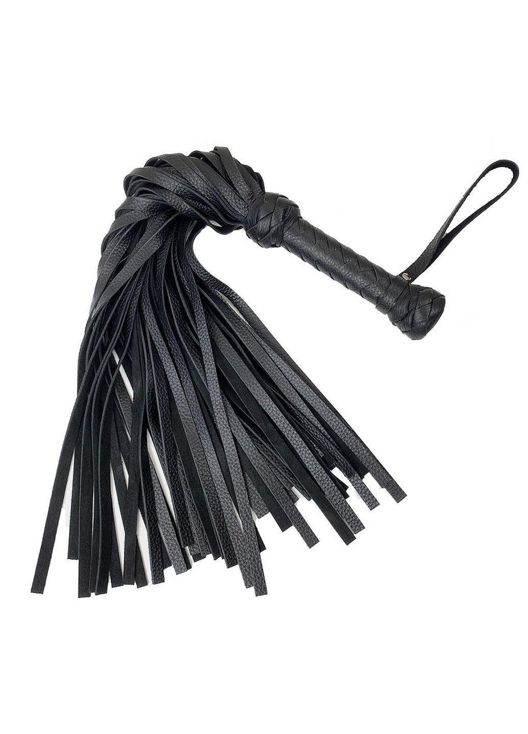 Чорний флогер класичний, натуральна шкіра, 50 хвостів, по 50см, руків’я 20см Art of Sex (345708917)