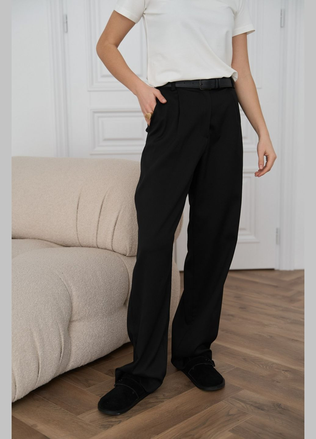 Женские брюки палаццо цвет черный р.L 451486 New Trend (282926324)