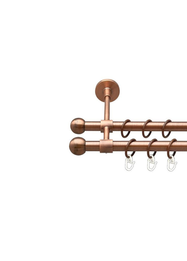 Карниз Шар Болонь металлический двухрядный закрытый гладкая труба Медь 16\16 мм 160 см (00-00019854) ORVIT (300689202)