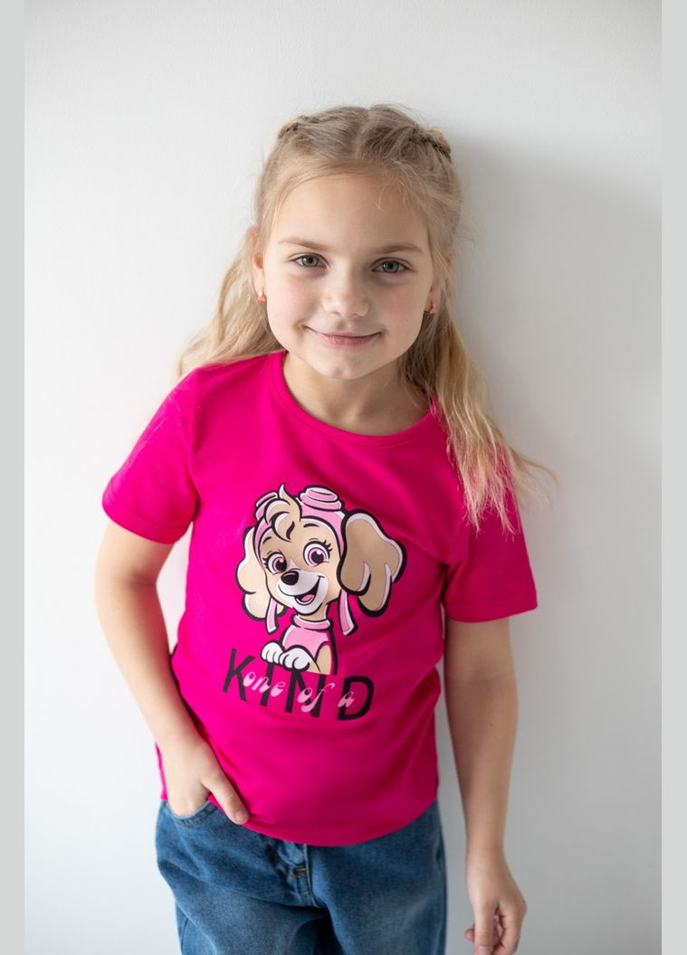 Малинова демісезонна футболка для дівчаток 03-8007-83н 116 см Авекстекс