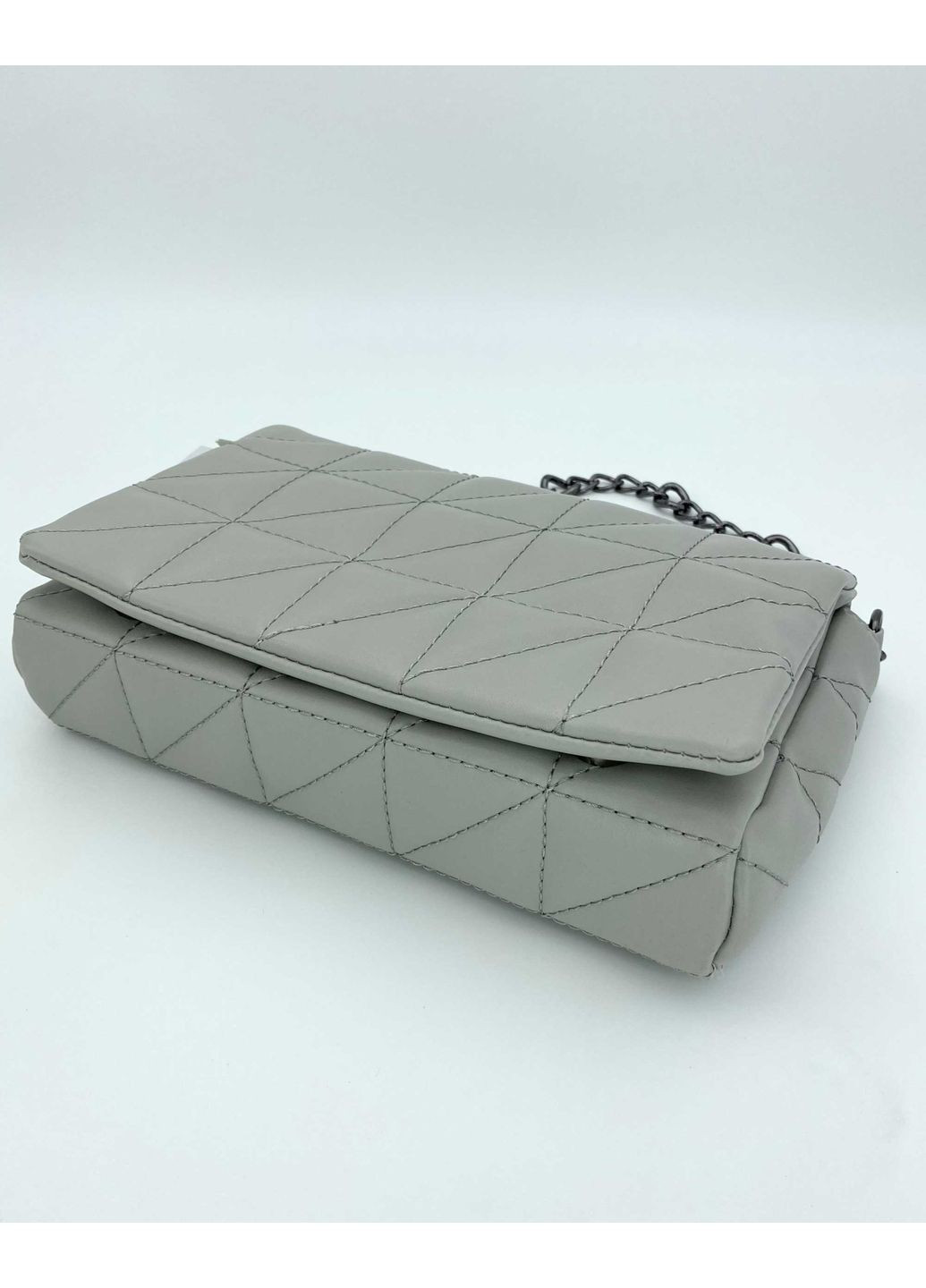 Женская сумка Донна серого цвета от экокожа молодежная сумка на плечо с цепочкой и молнией ProDobro (367265453)